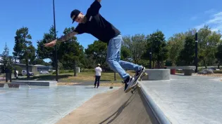 Skater at Avalon Skate Park in Lower Hutt, Wellington
