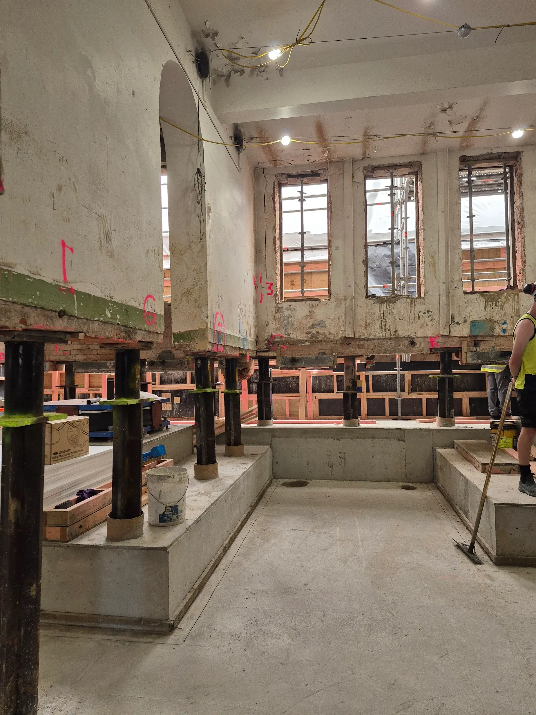 Turnbull House Walls raised from foundations