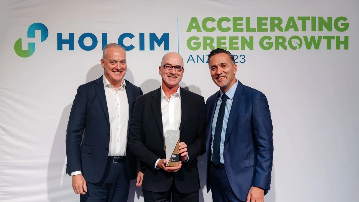 Werribee River Association initiative - Led by Graeme Jones, Werribee  Quarry has developed a strong relationship with the Werribee River Association that has been in place for over 10 years. Each year employees and contractors from Holcim participate in cleaning up the river and tree planting days. To date, more than 22,000 trees have been planted in the local community, and many tonnes of rubbish removed from the river. - Pictured L-R: Scott Buchanan EGM Aggregates, Paul Hillyer GM VIC Aggregates and Geor