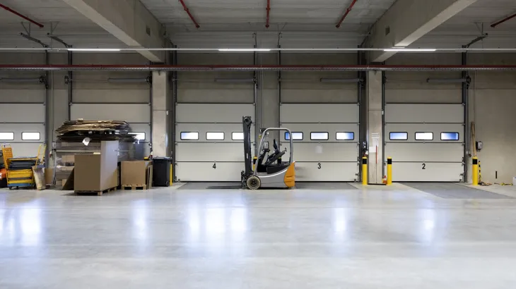 Concrete warehouse floor.